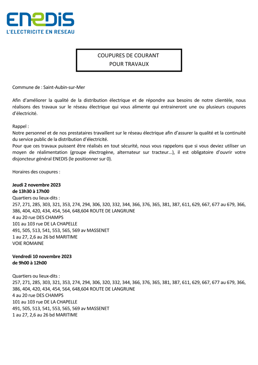 coupures de courant