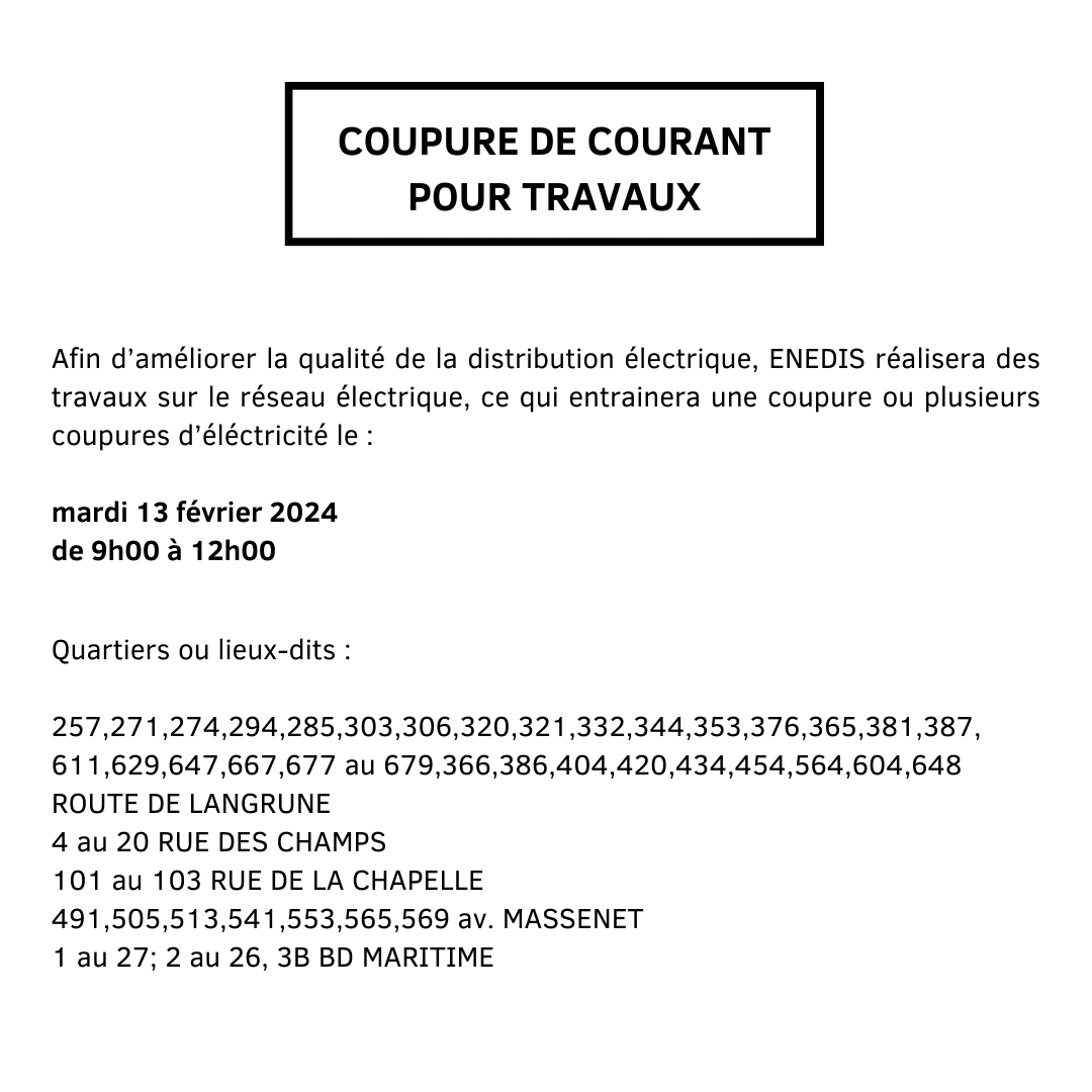 Coupure de courant 13 février