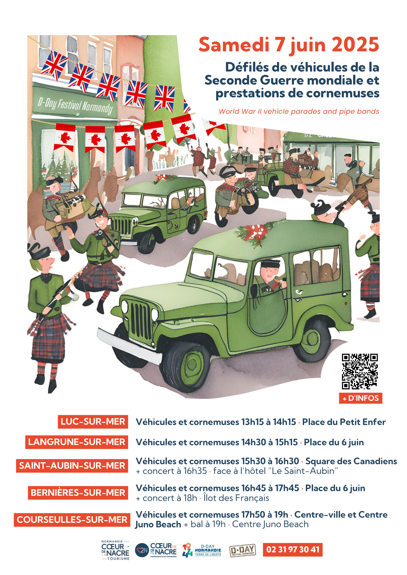 défilé de véhicules militaires à Saint-Aubin
